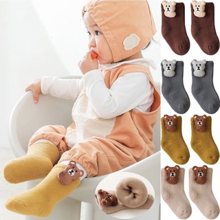 GHARING Cotton Thick Terry Socks Soft Cartoon Doll Socks Bear Baby Socks Cute Autumn Winter Non-Slip Kawaii Newborn Baby Toddler Socks Anti Slip/Multicolor (8)