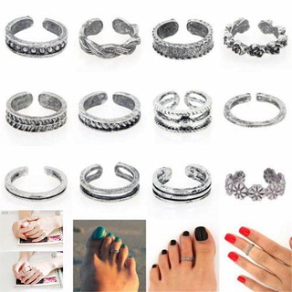 12 unids/set ajustable joyería retro plata abierta anillo de dedo del pie anillos calientes