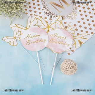 [jfn] 5 piezas geoméricas de oro rosa para tartas de feliz cumpleaños, cupcakes, baby shower, conjunto, flores nuevas
