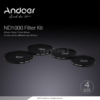 f&s andoer 77mm nd1000 10 stop fader filtro de densidad neutral para nikon canon dslr