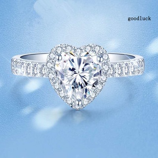 [jz] anillo de mujer en forma de corazón/banda de compromiso con incrustaciones de diamantes/accesorio de dedo joyería para boda