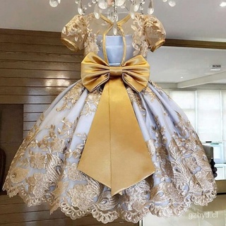 ❤Princesa elegante vestido para niñas fiesta de cumpleaños bordado niños verano niñas encaje flores boda vestido de fiesta f58B
