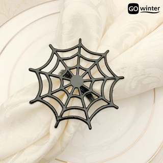 gowinter 6 unids/set servilleta anillo creativo spiderweb forma aleación halloween fiesta servilleta hebilla
