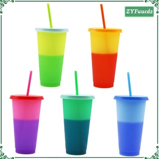Color Changing Cups Reusable Plastic Cold Drink Cups Tumblers for Adult Kids