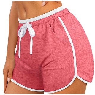 Mujer deportes Color sólido bolsillo con cordón suelto Casual pantalones cortos de Yoga (5)