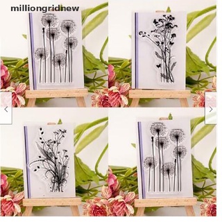 [milliongridnew] hoja de sello de goma transparente de silicona transparente, diseño de flores, hierba, álbum de recortes