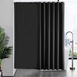 Cortina de ducha gris oscuro gruesa de poliéster cortina de ducha de baño impermeable cortinas de ducha (con anillos de gancho) (6)