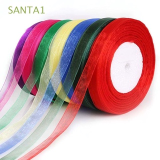 santa1 50 yardas cintas diy ropa de costura organza cinta de regalo accesorios de boda 12 mm tela envoltura cinta de satén/multicolor
