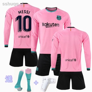 uniformes de fútbol clubes de la selección nacional barcelona rosa jersey 20/21 barcelona segundo lejos camiseta de fútbol de manga larga/ropa no 10 messi jersey