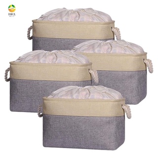 4 cestas de almacenamiento se pueden empaquetar tela de lona plegable oro gris