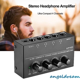 timelessa ha400 ultra compacto 4 canales mini o estéreo amplificador de auriculares con adaptador de alimentación negro/plata timelessa
