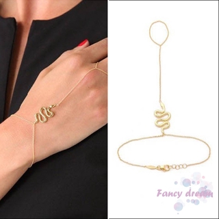 Fd pulsera de eslabones de cadena de esclavo para mujeres, diseño de serpiente, niñas, brazalete con anillo de dedo