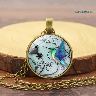 Lacewall Vintage colibrí foto Cabochon cadena de vidrio colgante collar joyería regalos