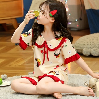 Los niños pijamas de manga corta delgado traje de dibujos animados lindo princesa niñas bebé de mediana edad niños 8.24