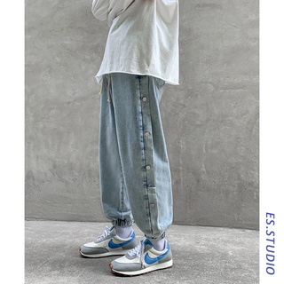 Breasted Jeans Men's High Street Fog Style Fashion Brand Straight Loose Trendy All-Match Ins Korean Style Wide Leg Daddy Pants