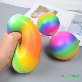 linco colorido arco iris bolas de estrés suave de espuma tpr exprimir squishy bolas de alivio del estrés juguetes para niños niños adultos juguetes divertidos