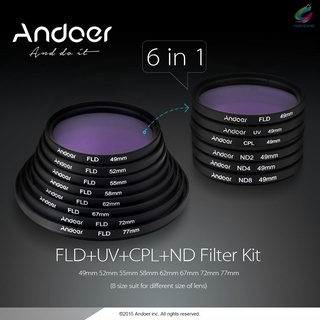 Juego de filtros de fotografía Andoer UV+CPL+FLD+ND(ND2 ND4 ND8) 58 mm UV+CPL+FLD+ND(ND2 ND4 ND8) juego de filtro de filtro de fotografía ultravioleta Circular polarizante fluorescente Neutral densidad para Pentax DSLRs (5)