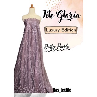 Gloria edición de lujo polvoriento púrpura bordado brocado Javanese blusa tela