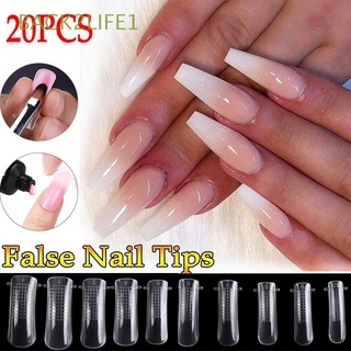 BACK2LIFE1 20pcs/set Nail Tips Transparent Nail Extension False Fake Nails Reusable Manicure Quick Building Finger UV Gel Nail Art Nail Forms/Multicolor