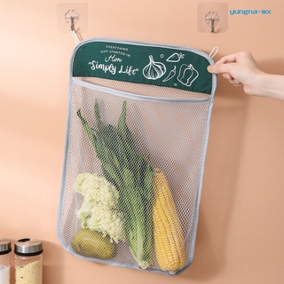 yu-reutilizable bolsa de almacenamiento de frutas vegetales para colgar bolsa de malla de cocina con 2 ganchos