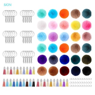 Sion 30 piezas de bola de piel sintética Pom Pom llavero conjunto para bricolaje bolsa accesorios de encanto (1)