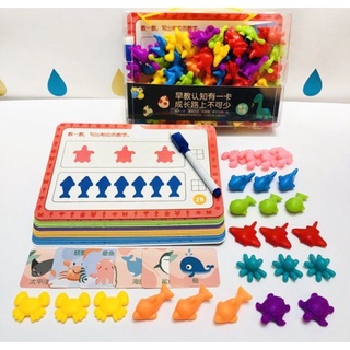Niños contando matemáticas aprendizaje juguete educación temprana tarjetas cognitivas conjunto bebé preescolar Montessori juego