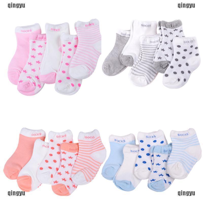 qymy calcetines suaves de algodón con 5 pares de calcetines de dibujos animados para bebés/niñas