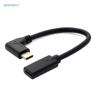 QUT 90 Degree Right Angle USB 3.1 Type C Male To Female Extension Data USB-C Cable