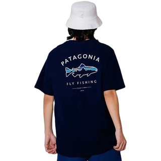 Patagonia Spot Bata Loose Print Fishtail Cotton Men and Women Couple Short-sleeved T-shirt Tee