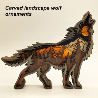 nlshime lobo adorno hueco diseño decorativo creativo navidad animal madera artesanía decoración del hogar