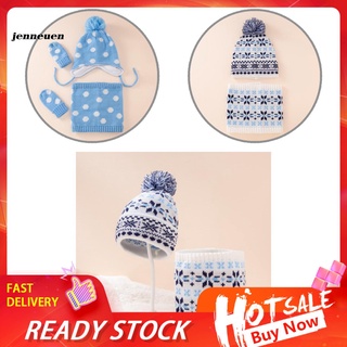 Je~ lana hilo gorro de invierno Unisex térmico de punto sombrero bufanda guantes conjunto Simple para niños