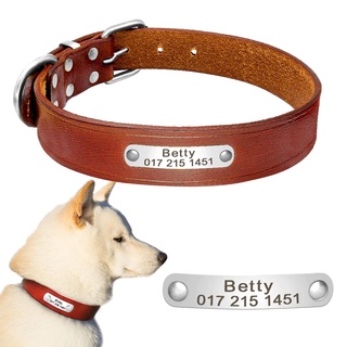 [RIZER] Collar De Perro De Cuero Real Personalizado Para Ajustable Grabado ID Nombre Collares Grande Mediano Mascota Coleira Para Cachorro