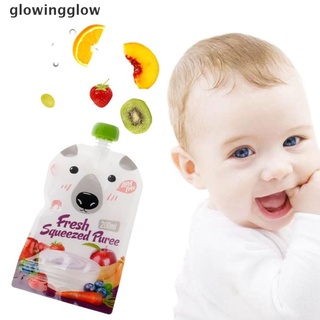 Glwg High Quality Resealable Fresh Squeezed Pouches Practical Baby Weaning Food Puree Glow (8)