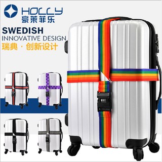 Milando - correa de equipaje (4 m, correa cruzada, Color arcoíris, con cierre combinado)
