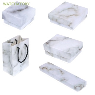 WATCHATORY Rectangle/Square Carton Packaging Ring Gifts Organizer Jewelry Box Earrings Necklace Sponge Storage Marble Display Box