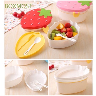 BOXMOST Plastic 2-layer Dinnerware Picnic Storage Box Strawberry Shape Tableware School Bowl Lunchbox Food Fruit Container Lunch Box
