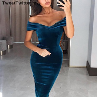 [Tweettwitter] Mini vestido de terciopelo para mujer/Sexy/coctel/fiesta de cóctel/hombros descubiertos/Mini vestido nuevo 2020 MY (1)
