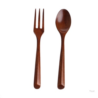 tr set de madera cuchara de cena tenedor de madera cubiertos ensalada cocina utensilios de comedor vajilla (1)
