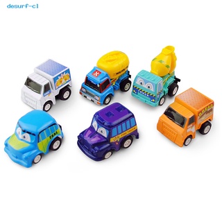 DE 6Pcs Cartoon Pull Back Diecast Car Truck Model Kids Toddlers Toy Party Favors