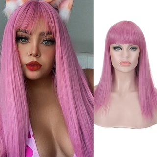 xuanguang sintético largo pelo recto rosa peluca rubia peluca cosplay peluca con flequillos lolita anime peluca fiesta halloween mujeres pelucas