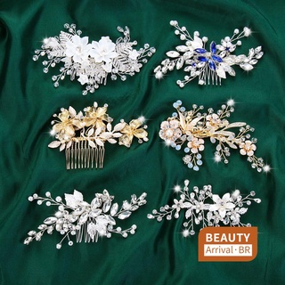 Beauty mujeres moda tocado joyería cabeza adornos Diamante boda accesorios de pelo novia peine