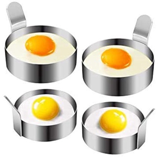 ANGELIC 2/4PCS Egg Frying Mold Cooking Pancake Shaper Egg Ring With Handle Kitchen Stainless Steel Round Nonstick Baking Omelette Mould (5)
