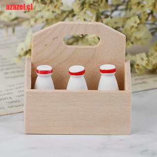 [azazel]botellas de leche miniatura y cesta de leche para casa de muñecas 1/12 Ki (5)