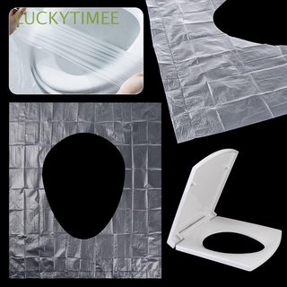 LUCKYTIMEE 50pcs Antibacterial One Time Travel Stickers Toilet Toilet Seat Travel Goods Go Out Single Piece Water Proof Toilet Cover