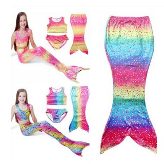 Rgirls Fin sirena cola 3pcs colorido traje de baño traje de baño