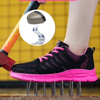 2021 nuevo rosa zapatos de trabajo de las mujeres zapatillas de deporte de acero del dedo del pie zapatos Anti-golpes Anti-punción zapatos de seguridad hombre mujeres zapatos de protección (4)