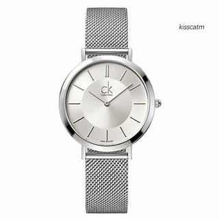 KISS-GFX CK reloj de pulsera de cuarzo analógico analógico redondo con correa de malla para hombre y mujer regalo (5)