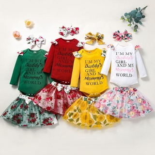 Twice**baby Baby Girls letra mameluco body+faldas Floral impreso tul trajes