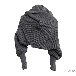 las mujeres suéter de punto tops bufanda con manga envoltura invierno caliente chal bufandas (1)