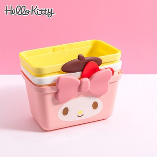 Nuevo producto MINISO producto famoso Sanrio Melody Hello Kitty Pudding Canasta de compras para perros Ropa Snacks Linda canasta de almacenamiento
